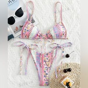 Floral print shein bikini, size 2/XS